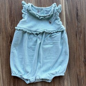 Ralph Lauren Light Blue Striped One Piece, 12 Months (Like New)